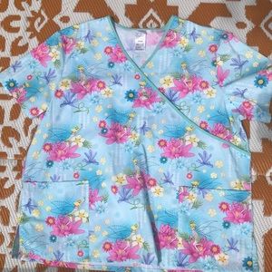 New Women’s V-Neck Print Scrub Top